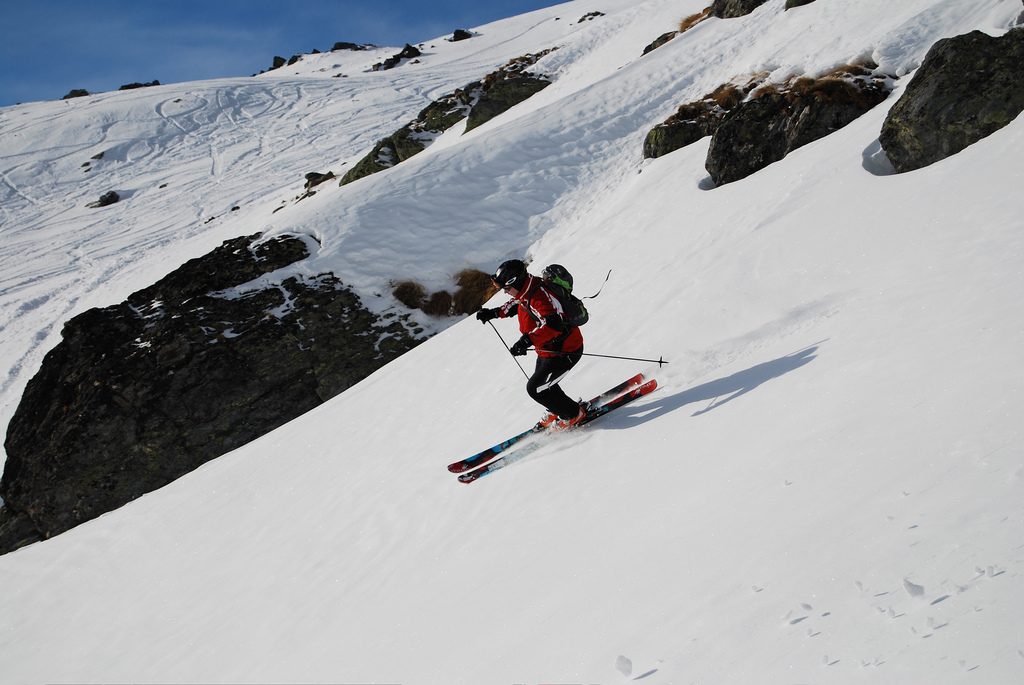 Skier on slope in Verbier