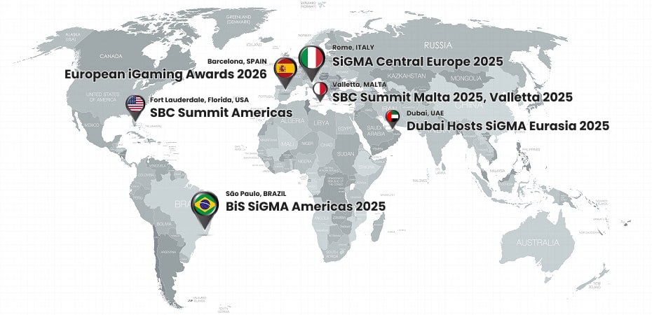 Map of major iGaming events worldwide in 2025-2026